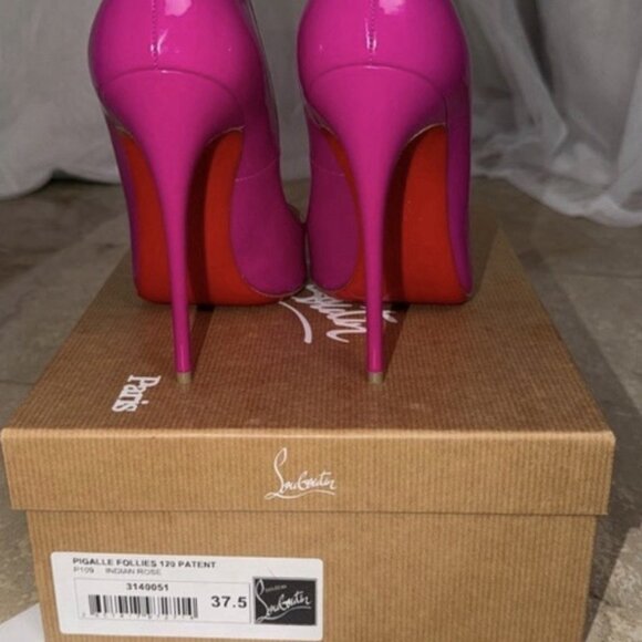 Christian Louboutin Pigalle Follies 120 Indian Rose 120mm Patent Heels - Picture 11 of 15